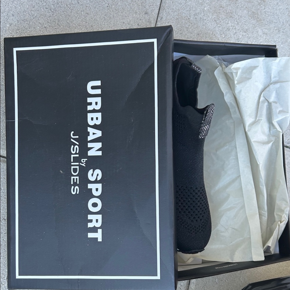J Slides Women’s Black Sock Sneakers